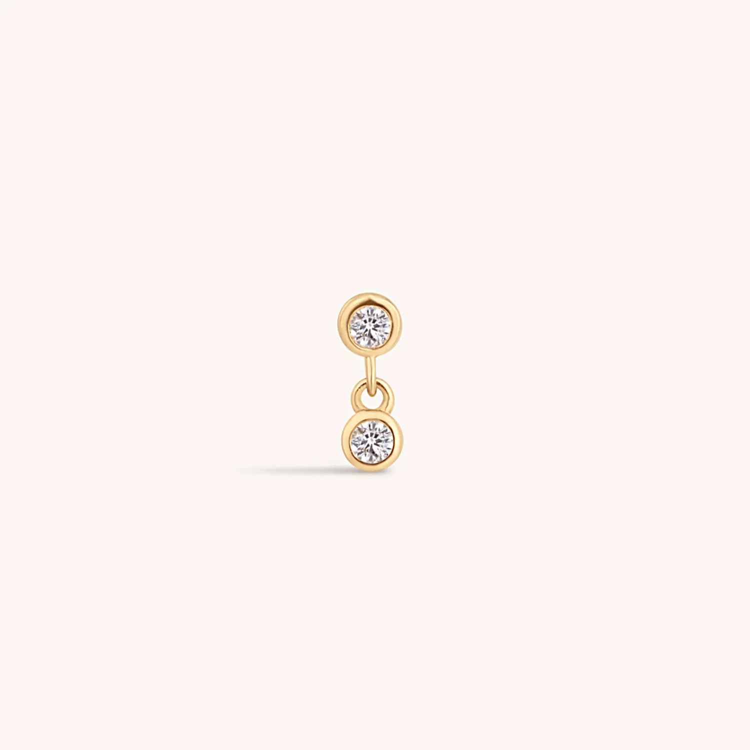 14K Solid Gold Teardrop Diamond Droplet Labret Earring