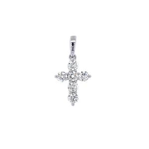 14K White Gold Diamond Cross Pendant