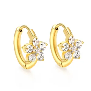 18K Gold PVD Flower Jewel Hoop Earrings