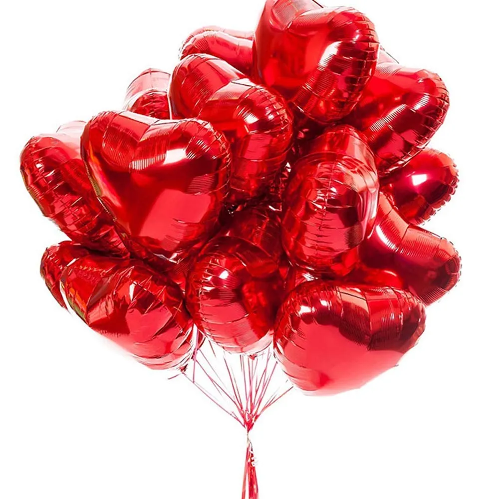 25pcs Heart Shape Foil Mylar Balloons Red 18" for Valentine's Day Birthday Party Decorations, Wedding Decor, Engagement,Holiday (Red)