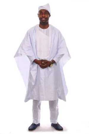 All White Contemporary Grand boubou Agbada Set-DP1791GB