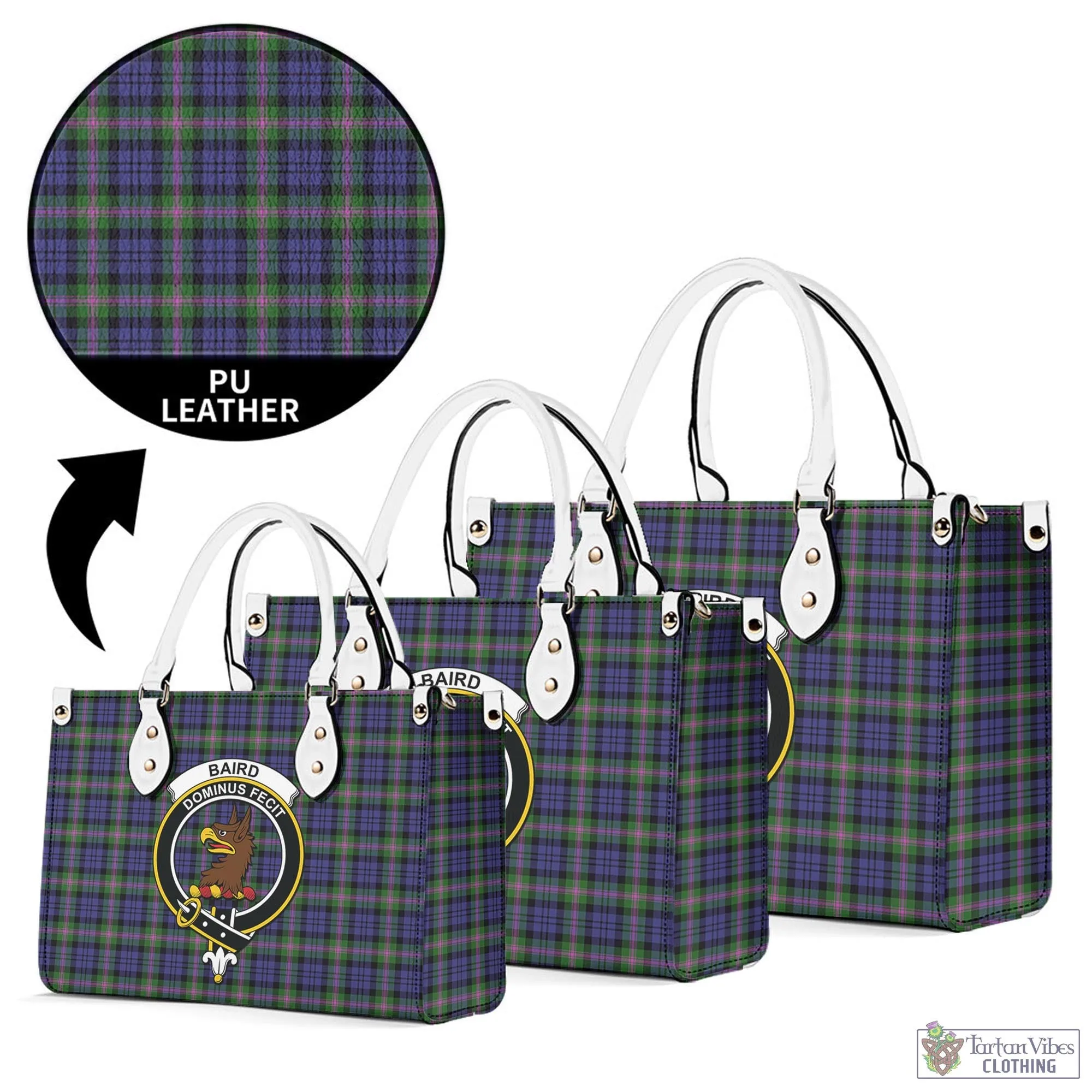 Baird Modern Tartan Luxury Leather Handbags with Family Crest