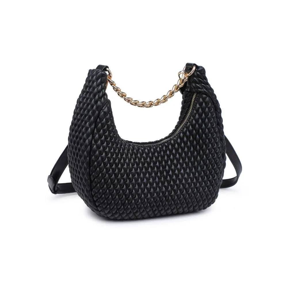 Black Woven Bag with Gold Chain Strap