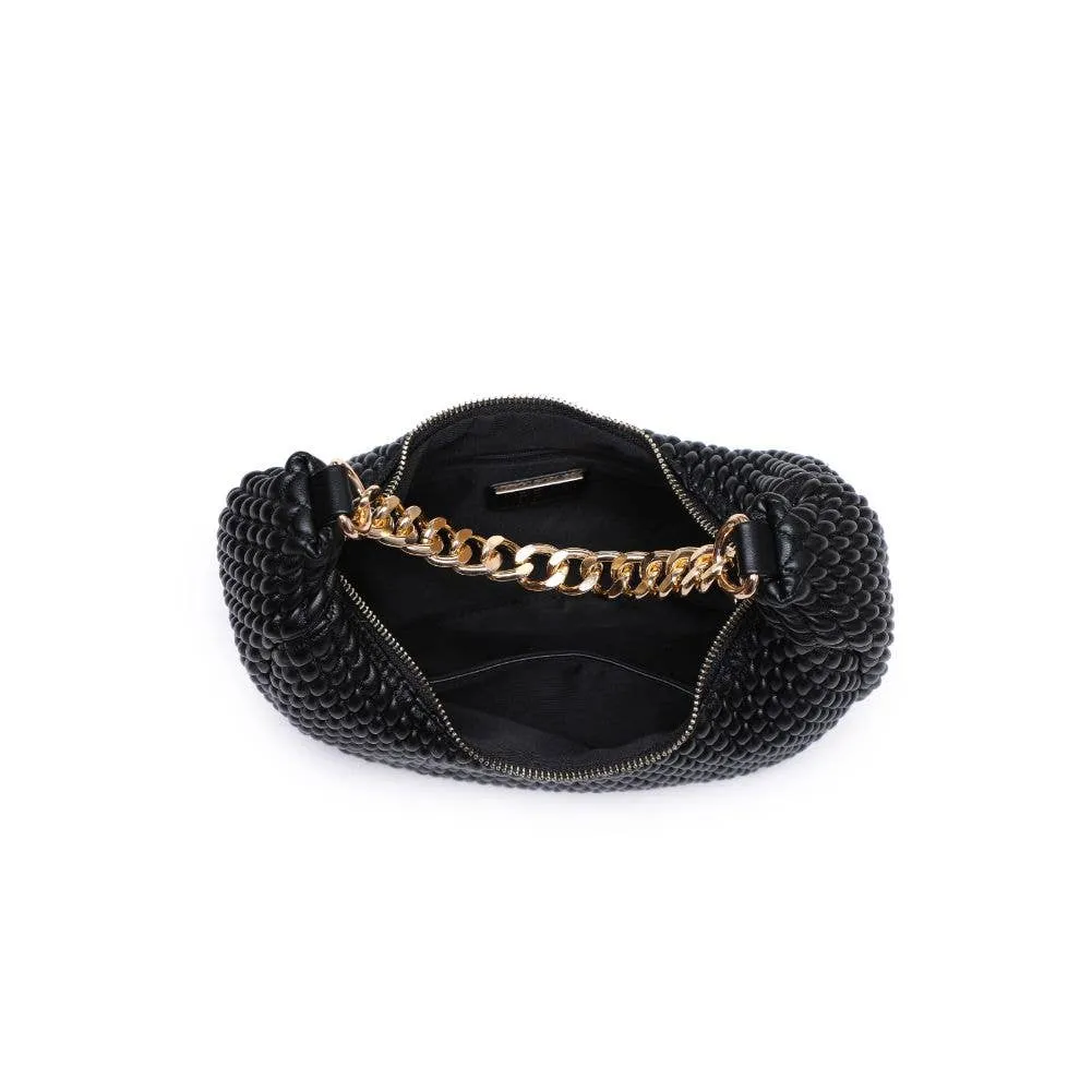 Black Woven Bag with Gold Chain Strap