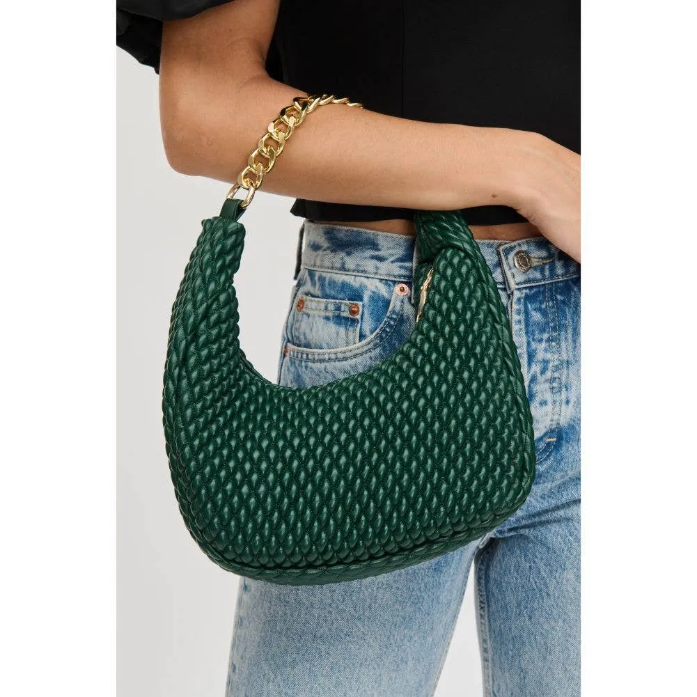 Black Woven Bag with Gold Chain Strap