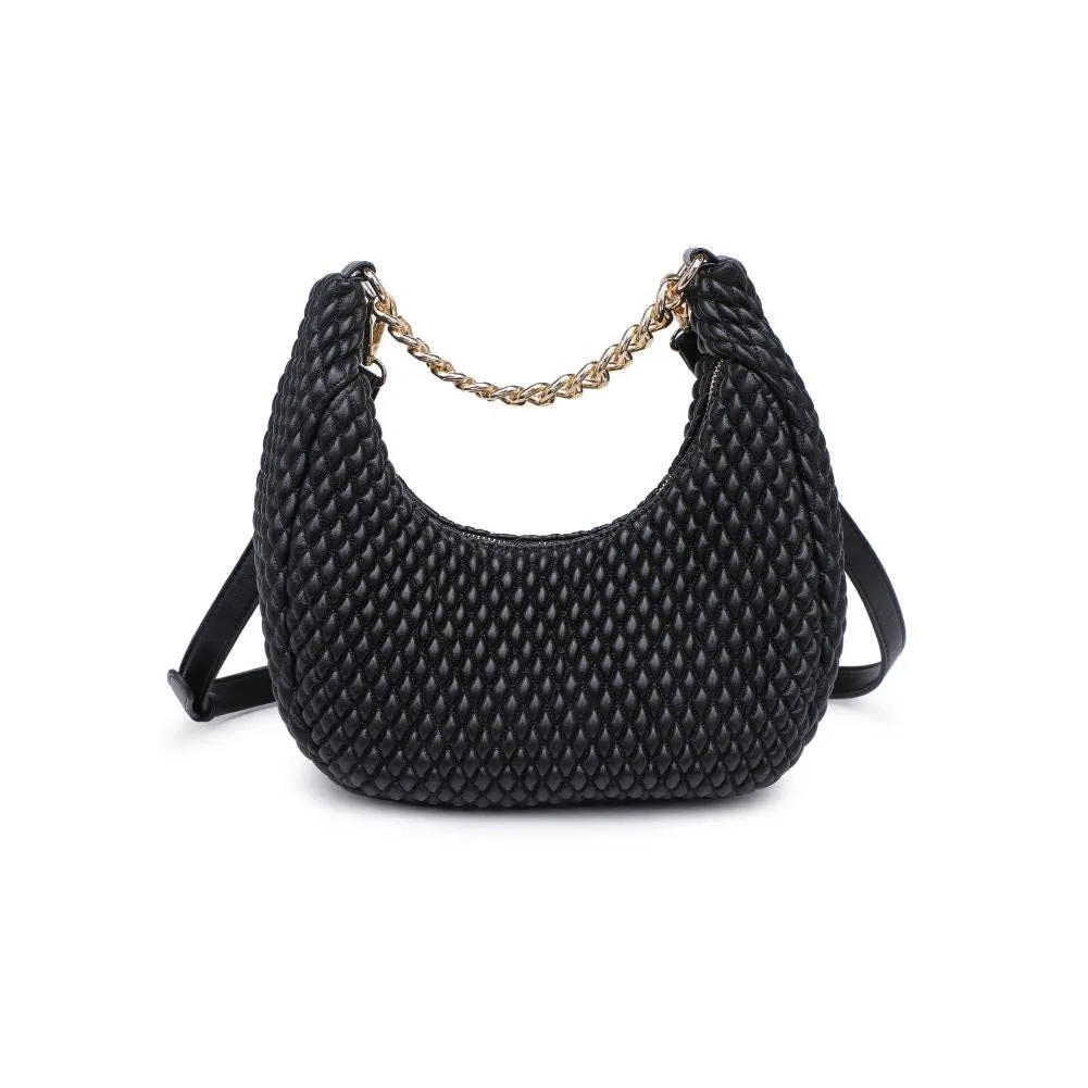 Black Woven Bag with Gold Chain Strap