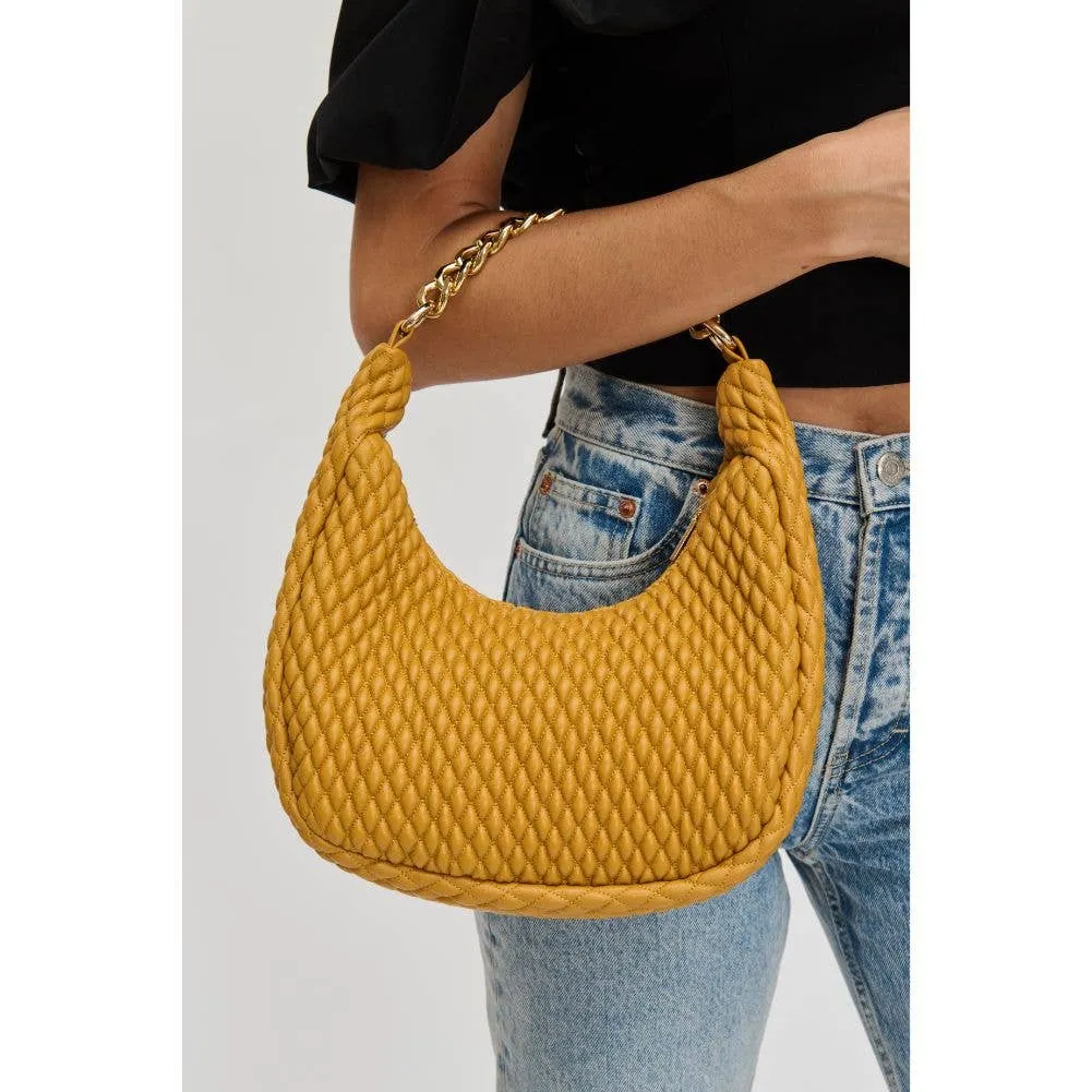 Black Woven Bag with Gold Chain Strap