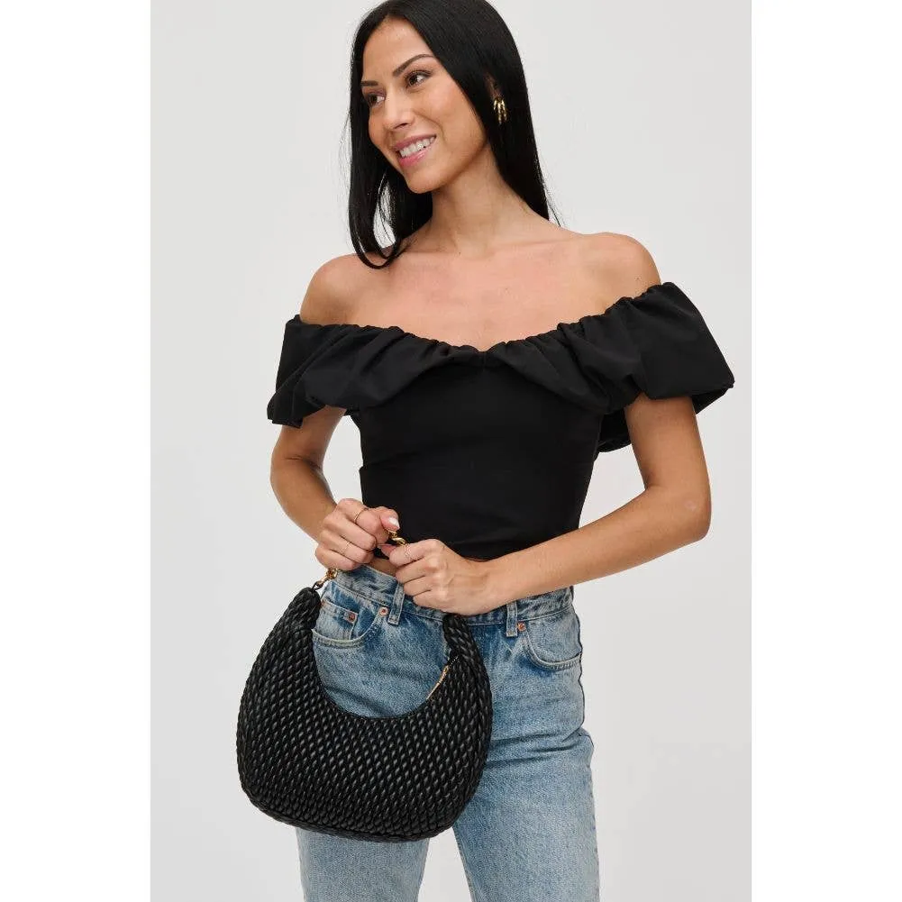 Black Woven Bag with Gold Chain Strap