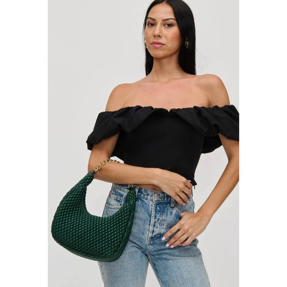 Black Woven Bag with Gold Chain Strap