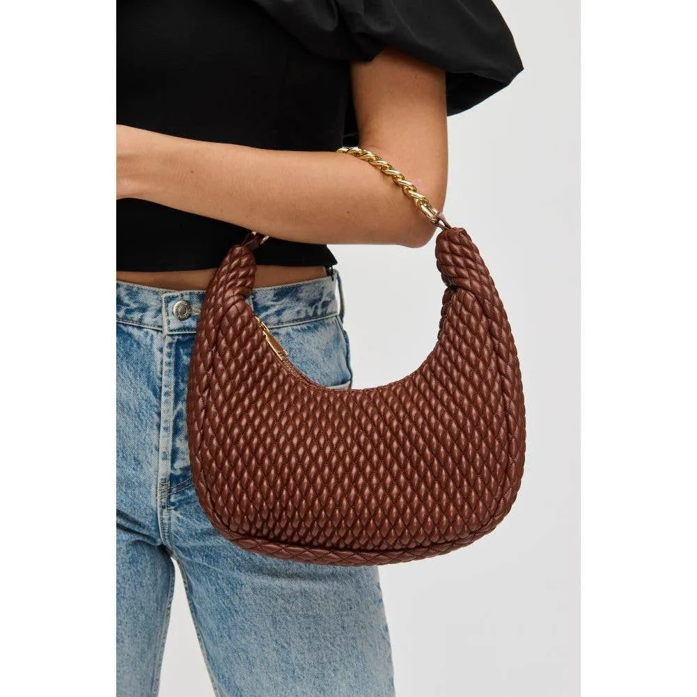 Black Woven Bag with Gold Chain Strap