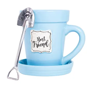 Blue Flower Pot Mug w/Scripture - “Best Friend”