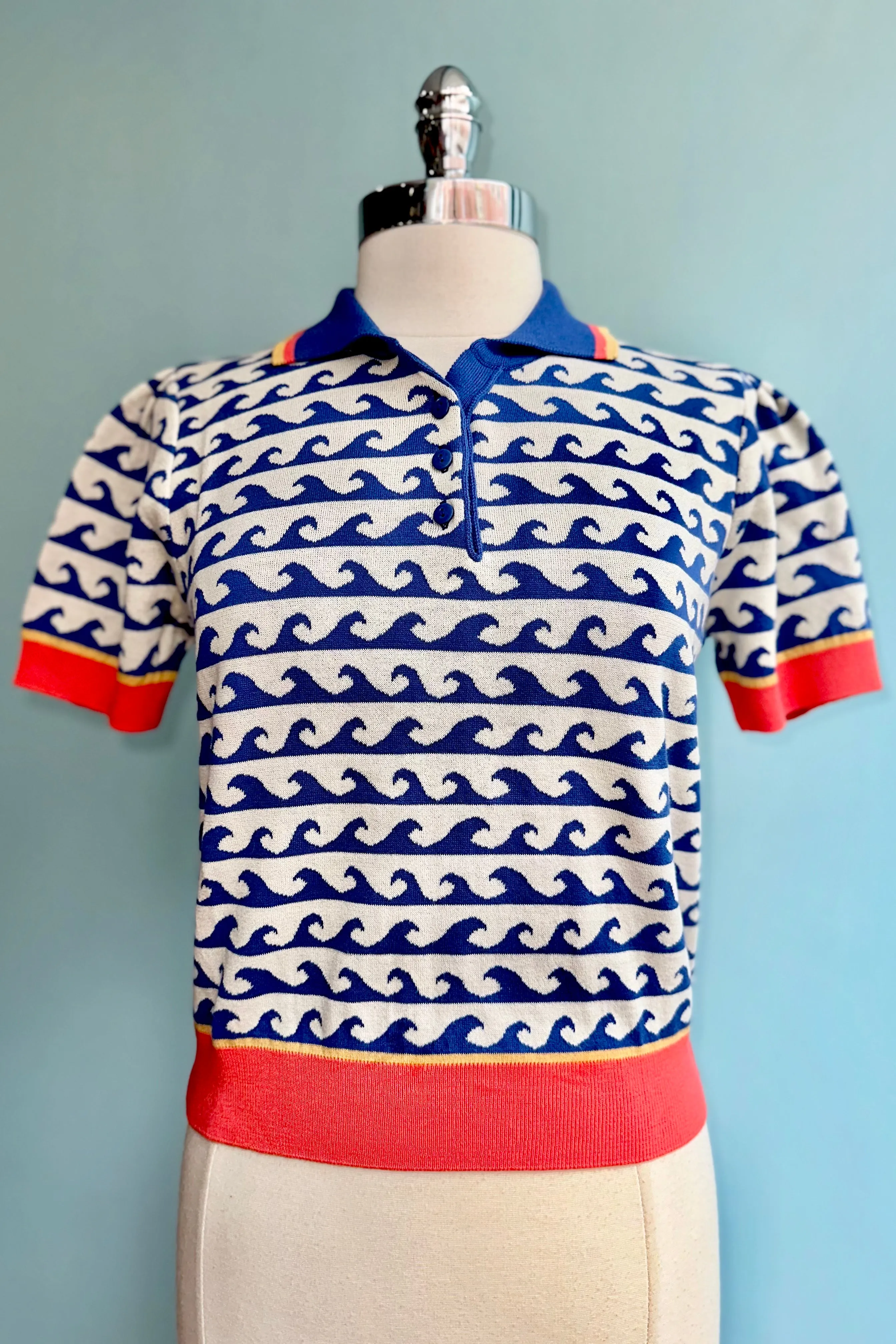 Blue Wave Short Sleeve Billie Sweater by Palava