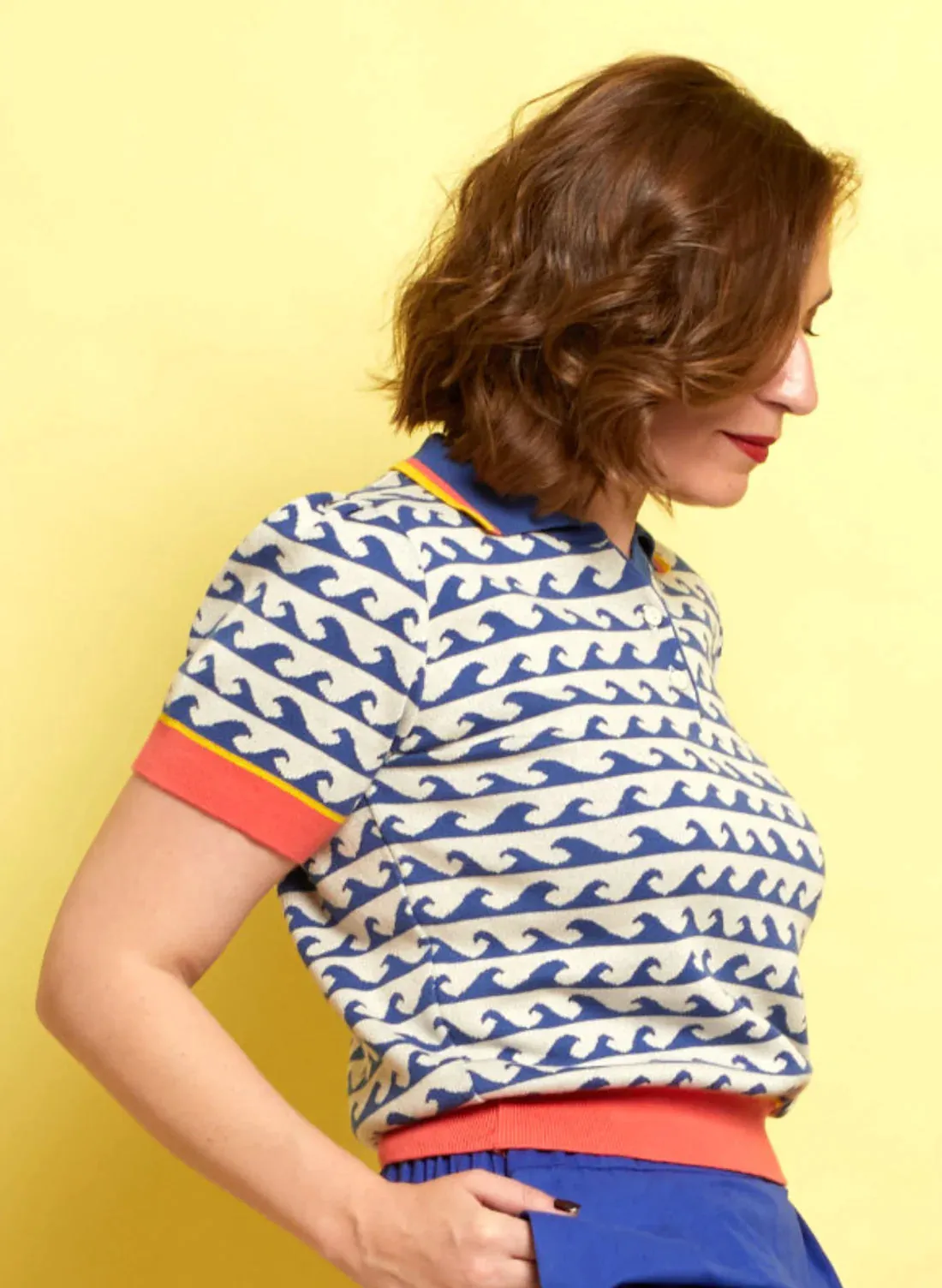 Blue Wave Short Sleeve Billie Sweater by Palava