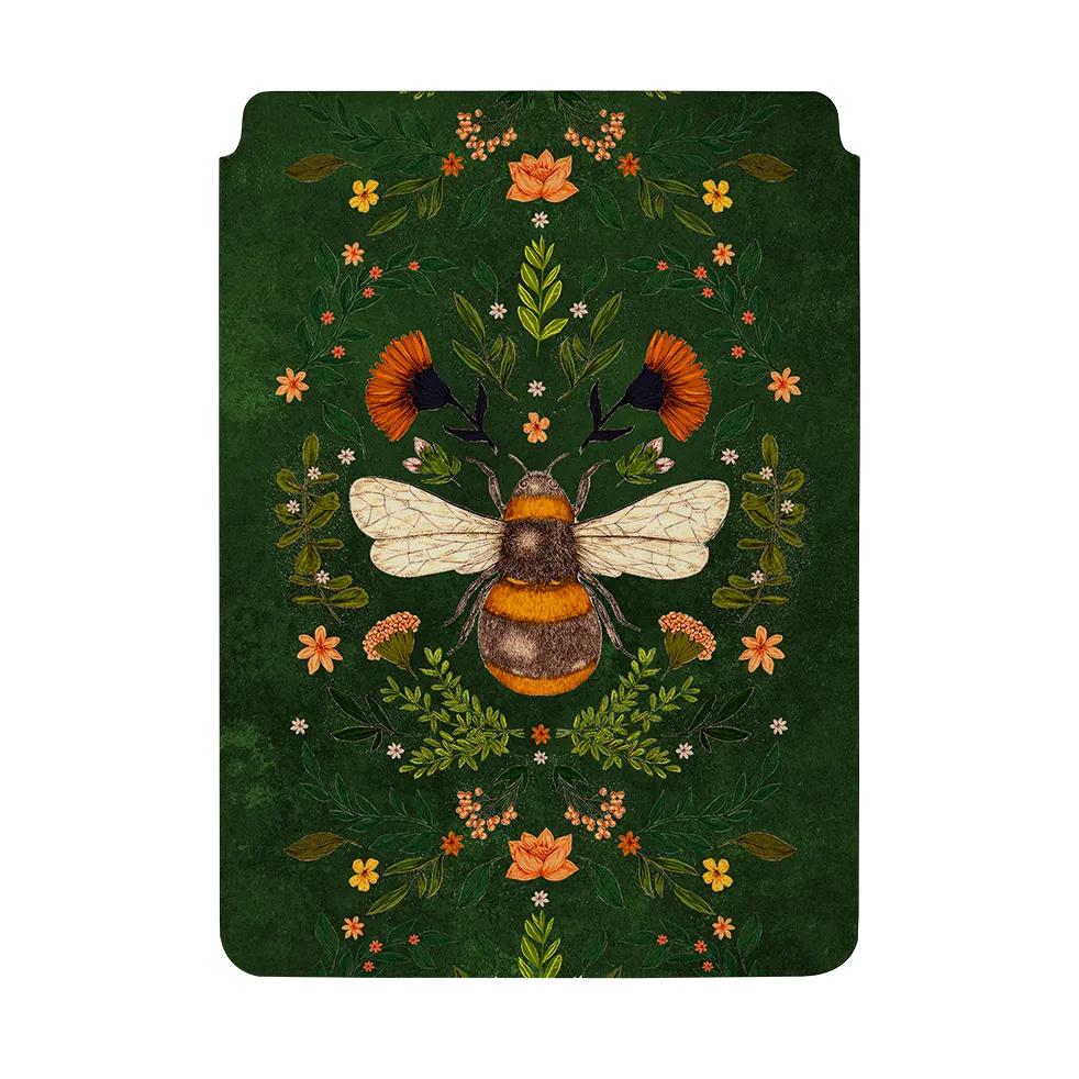 Botanical Bee Green By Jade Mosinski Laptop, Kindle & iPad Sleeve