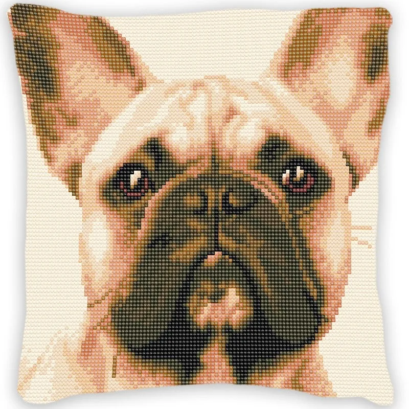 CA-DGKT1: Crystal Art 30 x 30 cm Cushion Kit - French Bull Dog Face