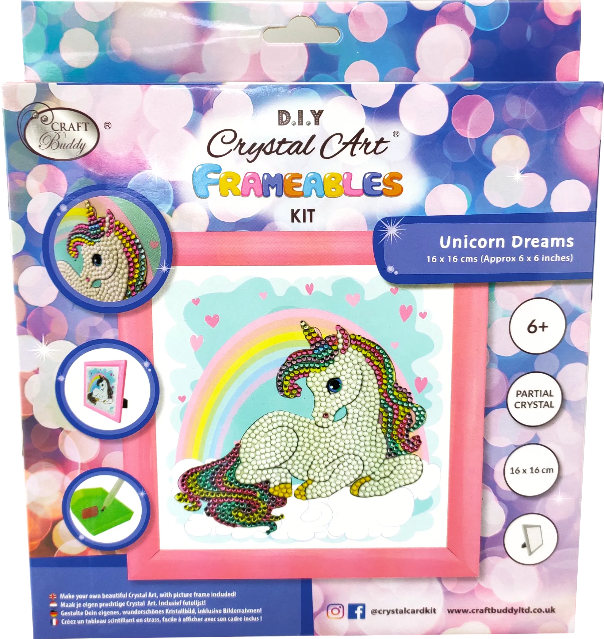 CAFBL-4: "Unicorn Rainbow" Crystal Art Frameables Kit with Picture Frame