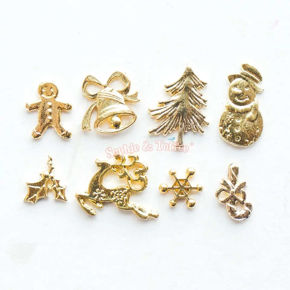 Christmas Metal Embellishment Set - 8 pieces