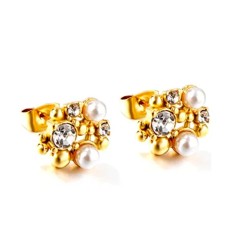 Cluster 18K Gold PVD Earrings