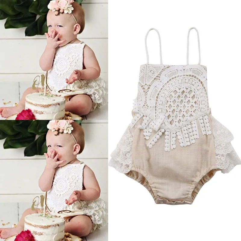 Fashion Lace Romper Sleeveless Jumpsuit, 0-24M