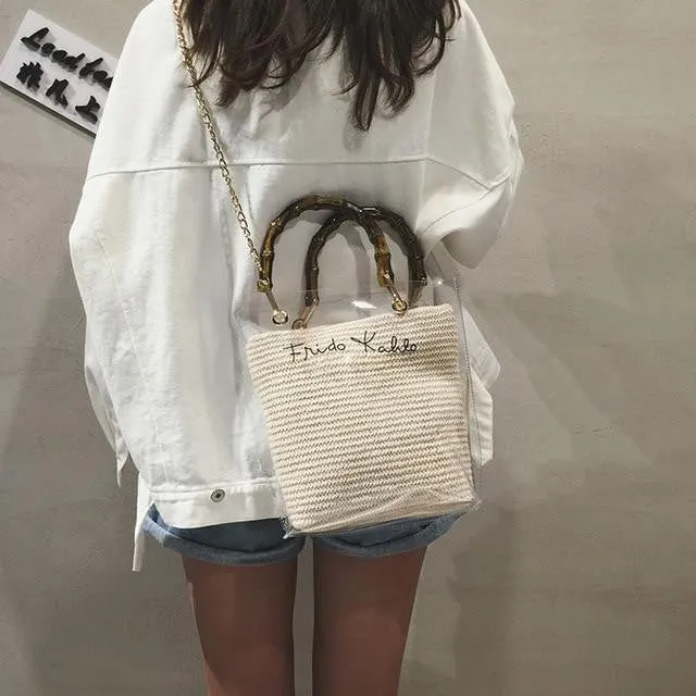 Fashion Letter Printed Clear Shoulder Bag