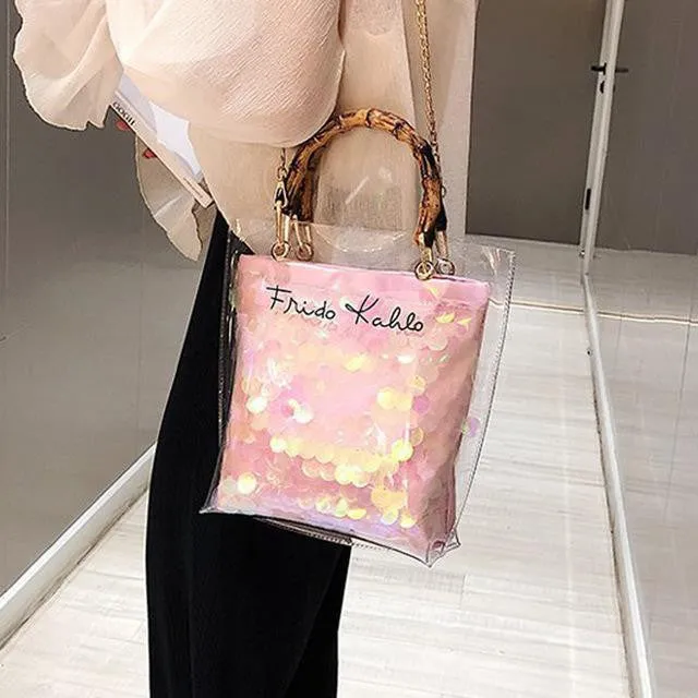 Fashion Letter Printed Clear Shoulder Bag