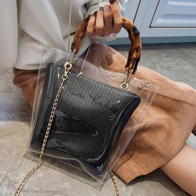 Fashion Letter Printed Clear Shoulder Bag