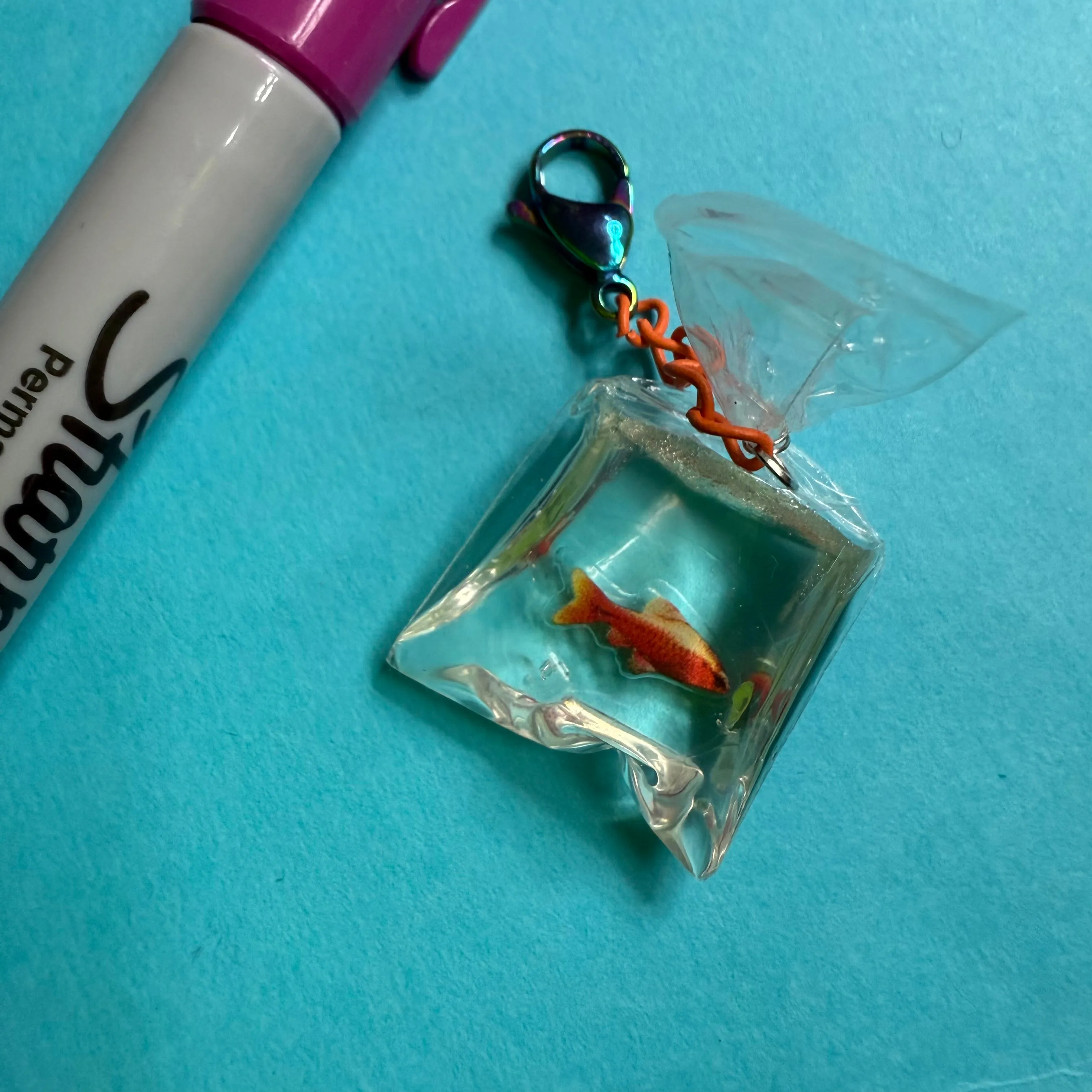 Fish in bag mini charm