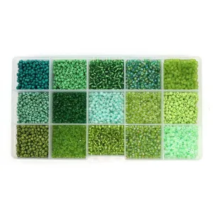 Glass Seed Beads Box Green 174x100mm - Pack of 1