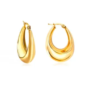 Gold Oval Hoops 18K Gold PVD Earrings