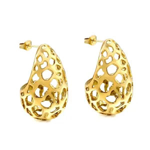 Italian Lace Horn 18K Gold PVD Earrings