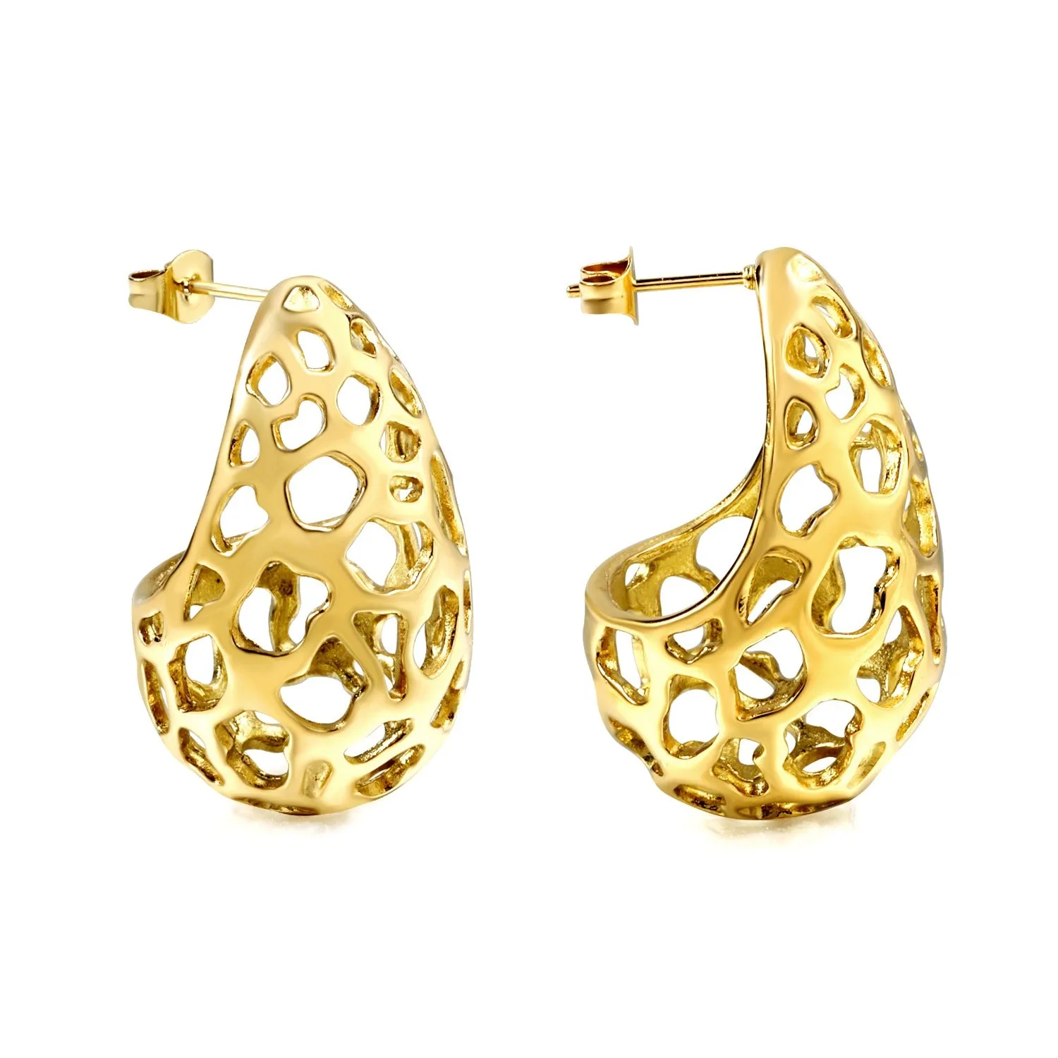 Italian Lace Horn 18K Gold PVD Earrings