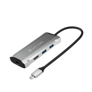 J5create JCD392 6-in-1 4K@60 Hab USB-C/ Stesen dok/ USB-C Mini Dock with PD 100W RJ45 USBx2 Thunderbolt 4, 3 compatible