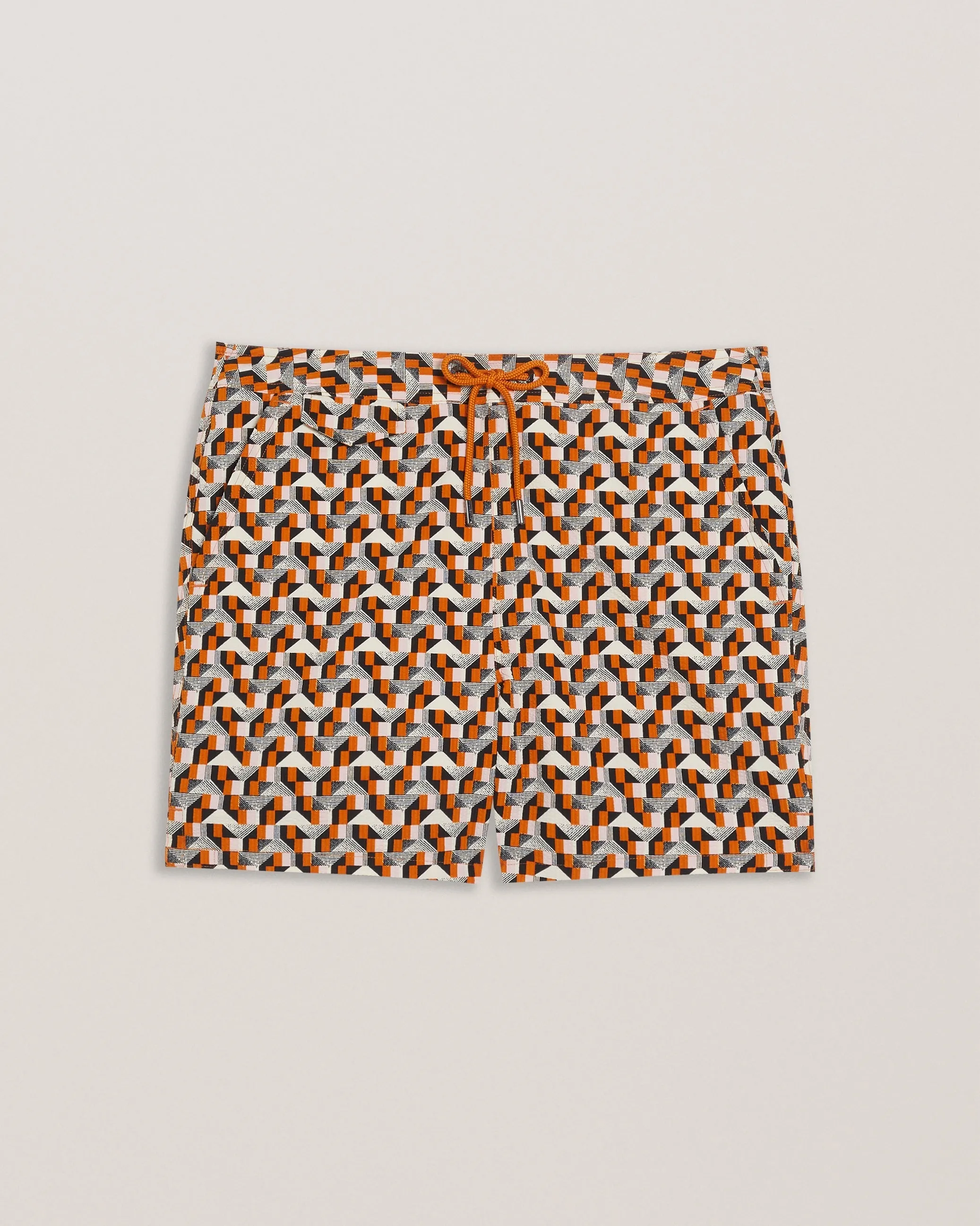 Joris Geometric Seersucker Swimshort Brt-Orange