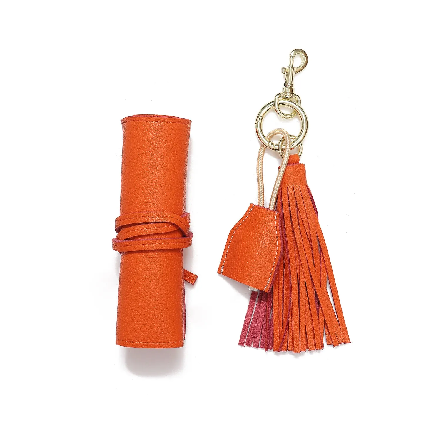 Leather Tassel keychain with USB cable   Leather Tech Wrap Up