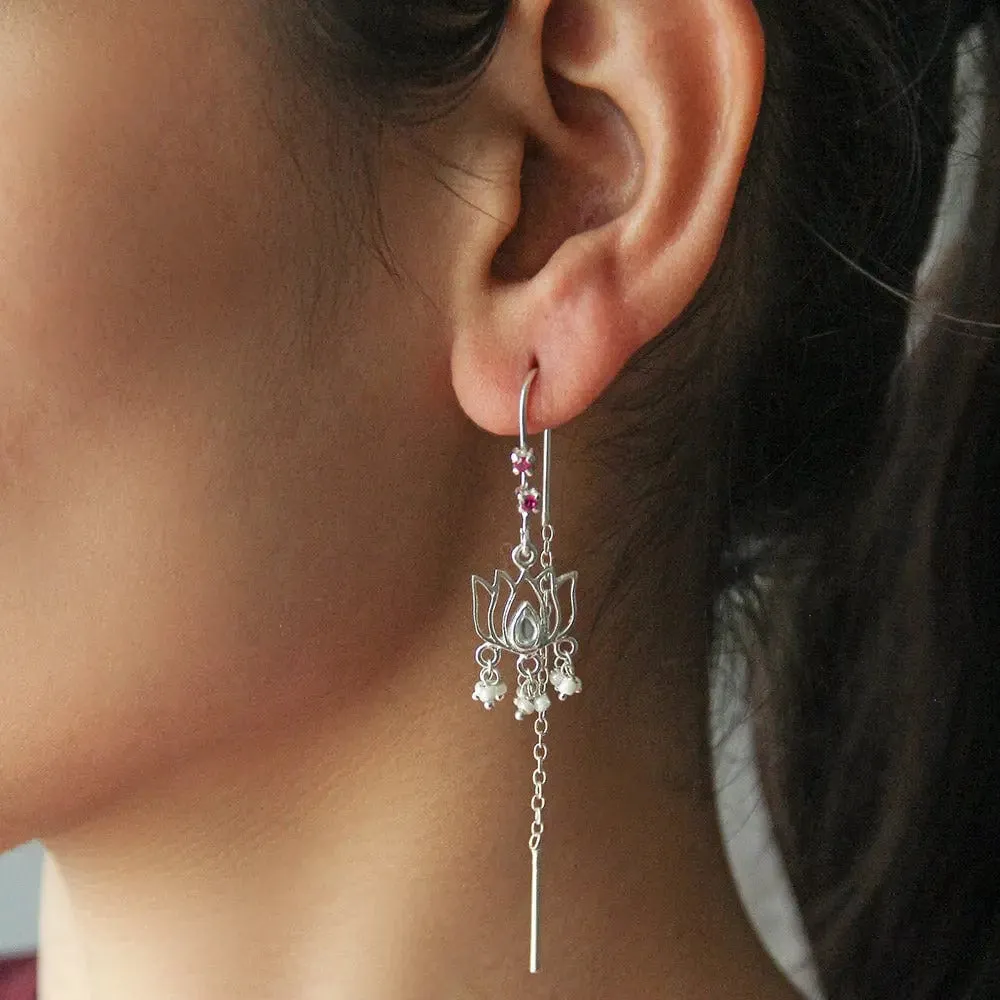 Lotus Drop Sui Dhaga Earrings