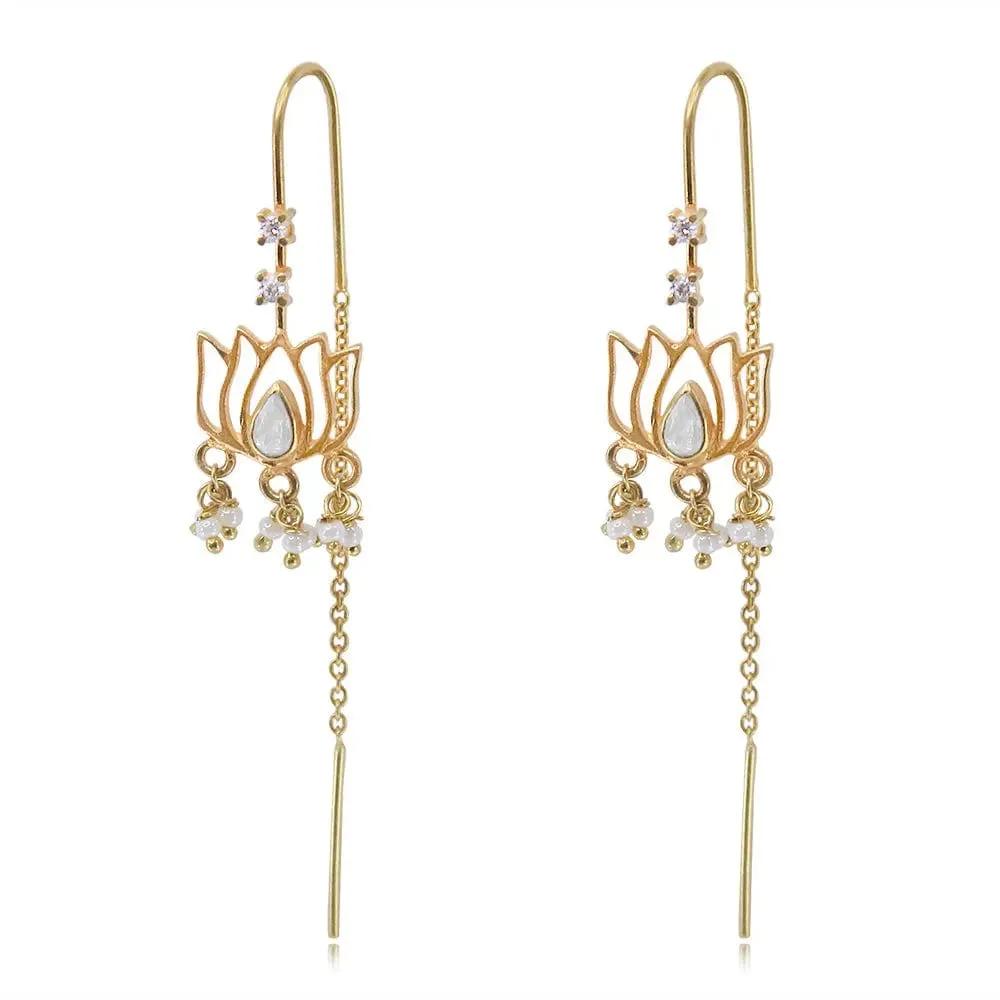 Lotus Drop Sui Dhaga Earrings