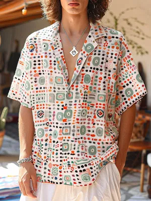 Mens Fashion Dot Print Short Sleeve Shirt SKUK69977