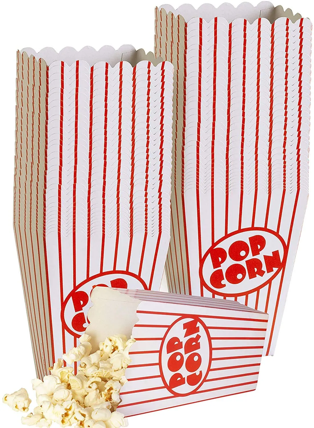 Movie Night Popcorn Bags For Party (40pk) - Paper Popcorn Buckets - Red