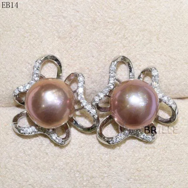 Natural Color Freshwater Pearl Fashion Jewelry 9-10mm Edison Pearl Earrings