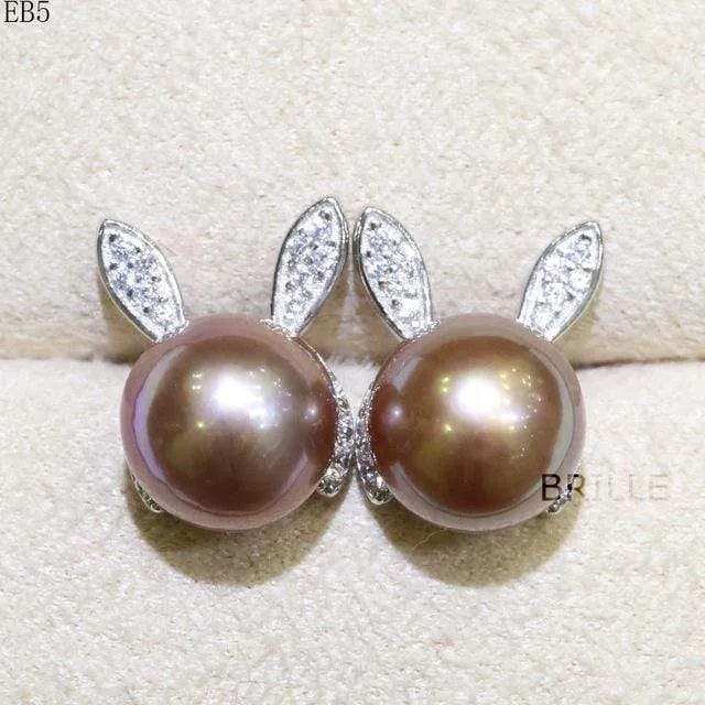 Natural Color Freshwater Pearl Fashion Jewelry 9-10mm Edison Pearl Earrings