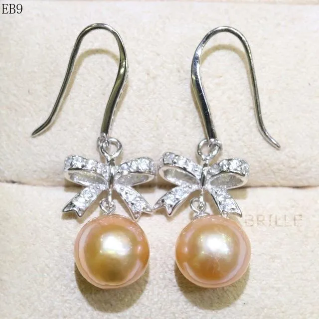 Natural Color Freshwater Pearl Fashion Jewelry 9-10mm Edison Pearl Earrings