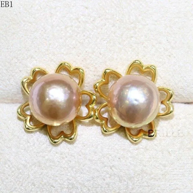 Natural Color Freshwater Pearl Fashion Jewelry 9-10mm Edison Pearl Earrings