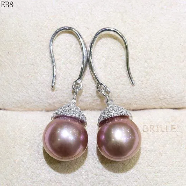 Natural Color Freshwater Pearl Fashion Jewelry 9-10mm Edison Pearl Earrings