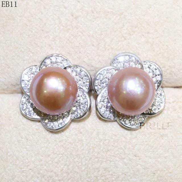 Natural Color Freshwater Pearl Fashion Jewelry 9-10mm Edison Pearl Earrings