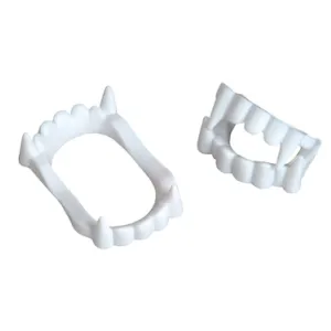 Neliblu 24 White Vampire Fangs, Plastic Teeth, Costume Accessory Halloween Party