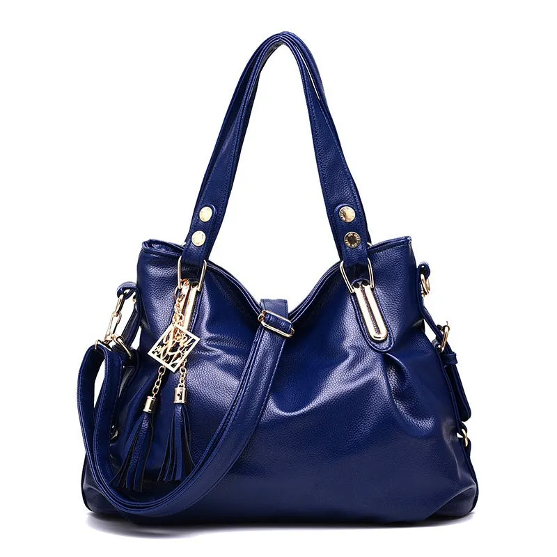 New Middle-aged and Elderly Handbags Women's Tassel Fashion Soft Leather Bags Shoulder Crossbody Bags