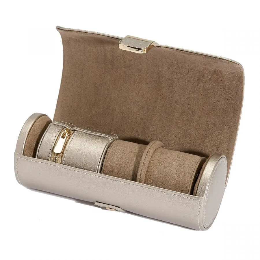 Palermo Double Watch Roll with Jewelry Pouch, Pewter