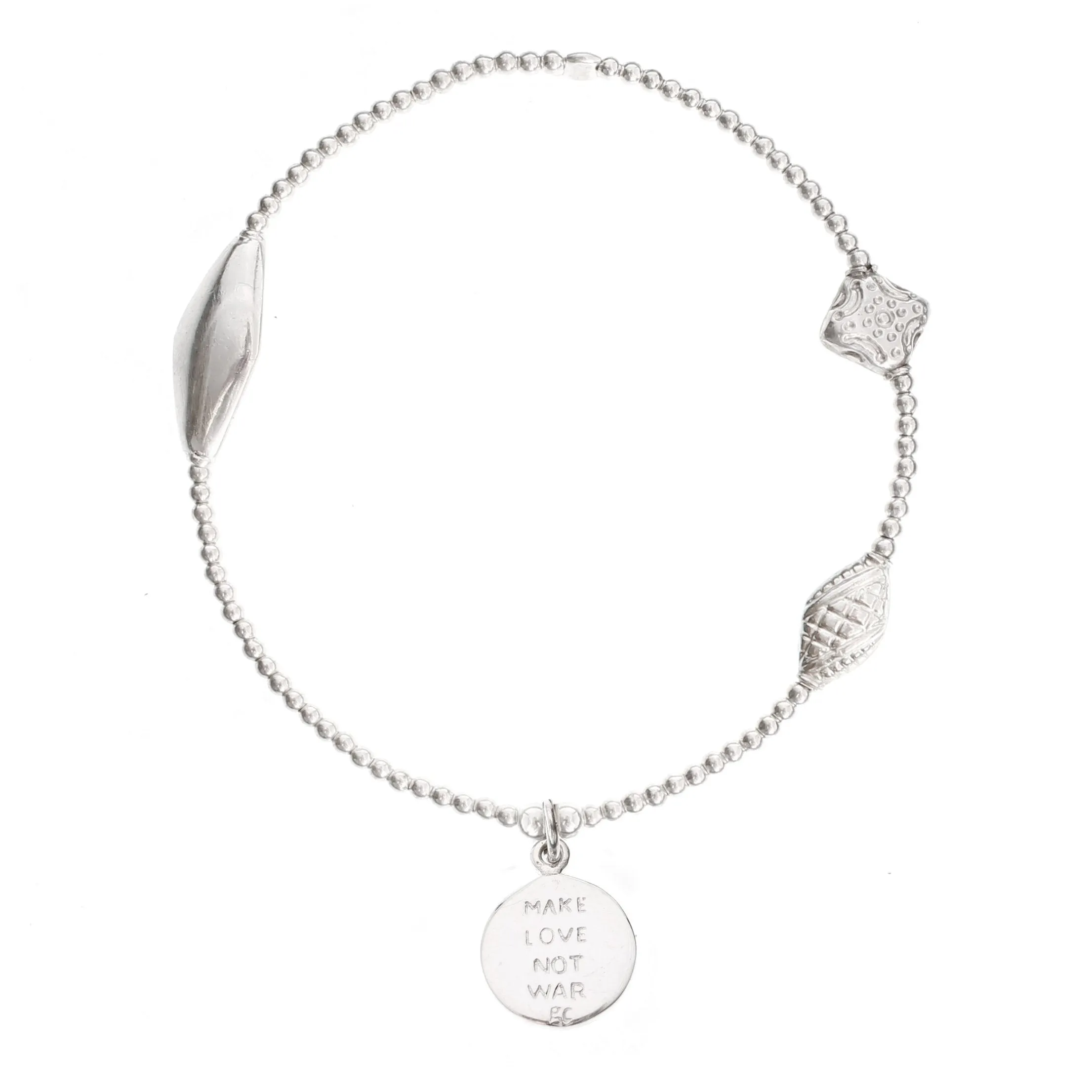 Peace Charm Bracelet in Sterling Silver