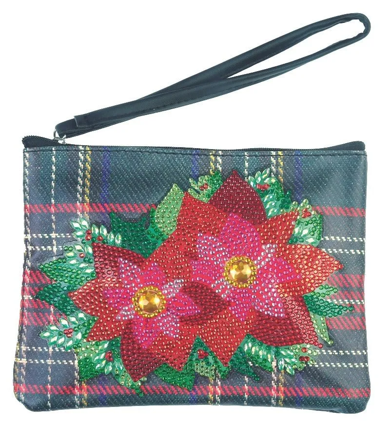 "Festive Poinsettia" Crystal Art Pouch