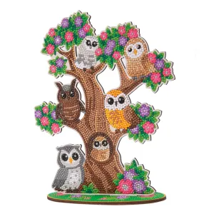 "Owl Tree" Crystal Art Wooden Decoration